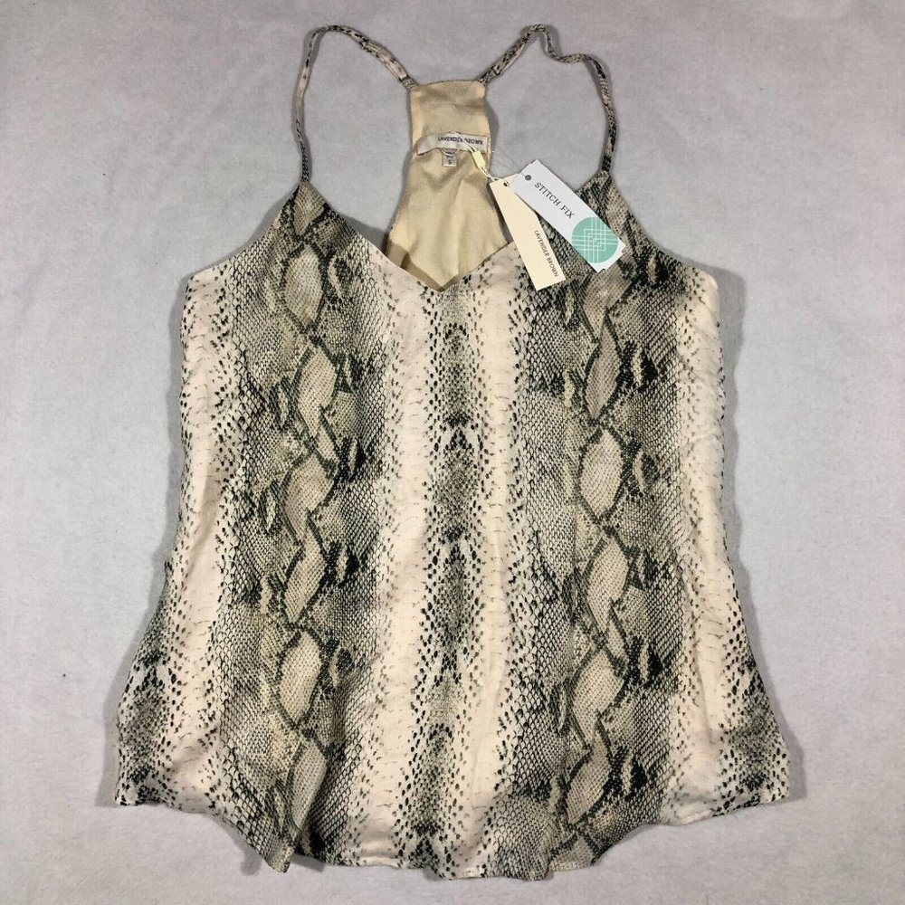 NEW Stitch Fix Lavender Brown Womens Small Madora Cami Tank Top Snakeskin NWT